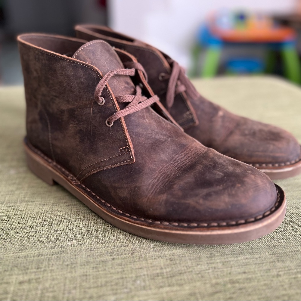 Barely Worn Mens Clarks Classic Bushacre Desert Leather Chukka Boots - 10.5W